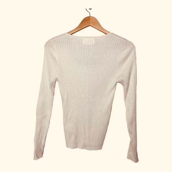 𝅺Rolla’s Classic Crew-neck Ribbed Sweater Cream Size M - Picture 3 of 6